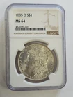 1885 O NGC MS64 - Silver Morgan Dollar $1 US Coin #023