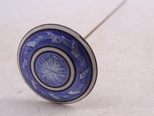 Antique Blue Guilloche Enamel Hair Hat Pin Hatpin Art Deco Vintage 1900s Old