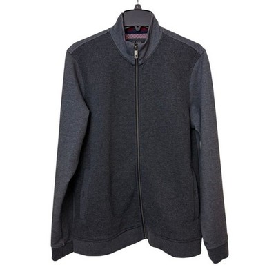 Ted Baker London Bonfyre Full Zip Jacket Size 5 US XL 42 Gray Knit Casual Bomber