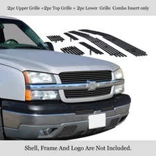 Fits 2003-2005 Chevy Silverado 1500 Stainless Black Billet Grille Combo