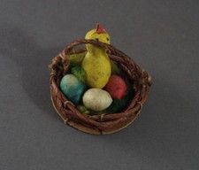 😍😍😍 Christbaumschmuck aus Watte / Küken im Nest um 1900/1920 ❤❤❤  (# 3283)