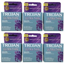 6 Pack- Trojan Ultra Thin Ultra Sensitivity Lubricated Latex Condoms EXP 9/25 