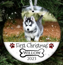 New Puppy Dog First Christmas Personalized Photograph Ornament Pet Parent Gift