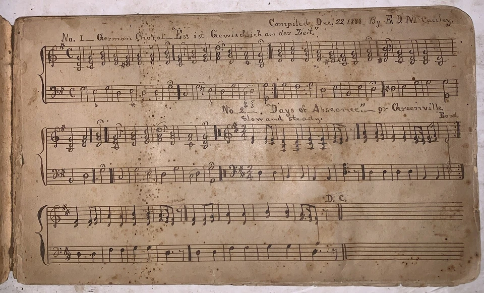 1888-89, MANUSCRIPT MUSIC BOOK, DAUPHIN COUNTY, PENNSYLVANIA, HANDWRITTEN - Image 3 of 4