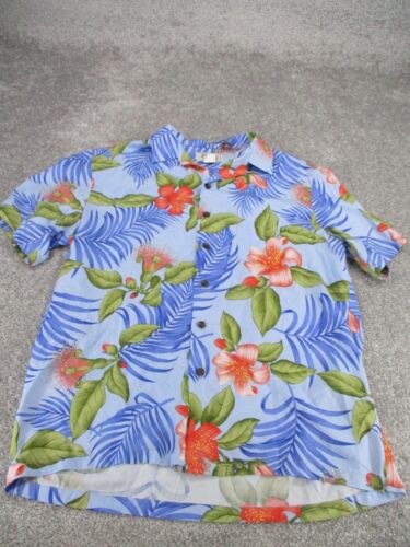 Men's Vintage Hutspah Polyester Button Up Shirt Blue Ocean Clouds Sz Small