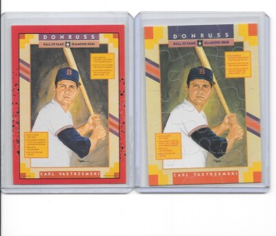 1990 Donruss CARL YASTRZEMSKI (2) Puzzle Card and #588 DiamondKing