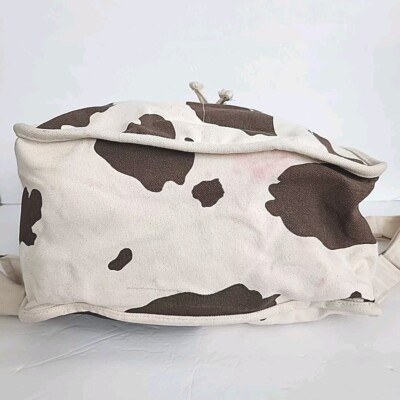 Baggu Cow Print Cotton Canvas Flap Top Adjustable Strap Backpack BagguDrawstringBackpack-  main image 3