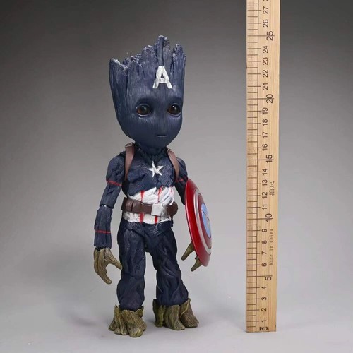 Figura de acción Guardianes de la Galaxia Groot Cosplay Capitán América en caja 10 pulgadas - Imagen 7 de 14