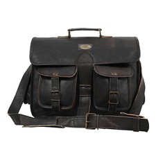 Homme Cuir Vintage Noir Messager Affaires Ordinateur Portable Slip Étui