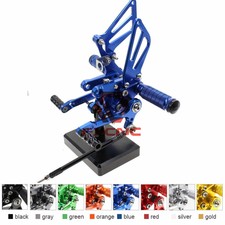 FXCNC CNC Rearset Footrest Pegs For Suzuki GSXR750 GSXR600 2000 2001-2005 Blue
