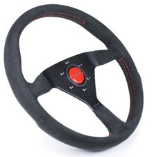 Momo Monte Carlo Black Alcantara Red Stitching 350mm Steering Wheel Mcl35al3b
