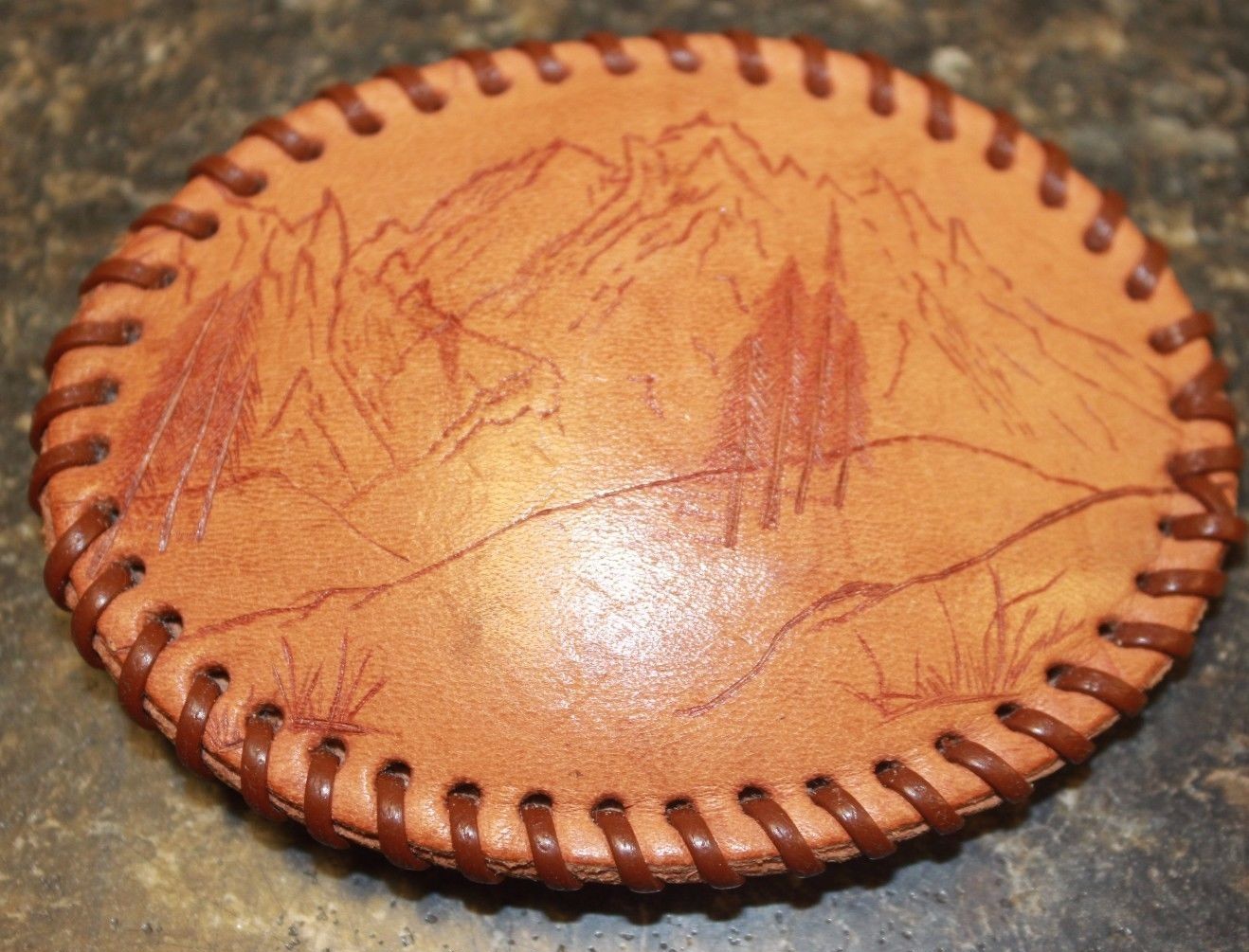 LEATHER BELT BUCKLE MOUNTAIN BACKGROUND E15716-1 (E) #16 U-12-image