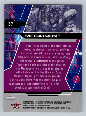 2003 Fleer Transformers Armada #37 Megatron Decepticon Trading