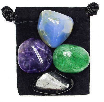 MOTIVATION Tumbled Crystal Healing Set = 4 Stones + Pouch + Description Card