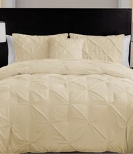 VCNY Carmen Rouched 3 Piece Queen Duvet Set, Taupe