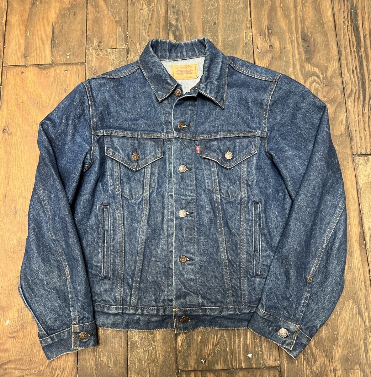 Vintage 80s Levis Type 3 Denim Jacket Blue Denim Trucker Coat 