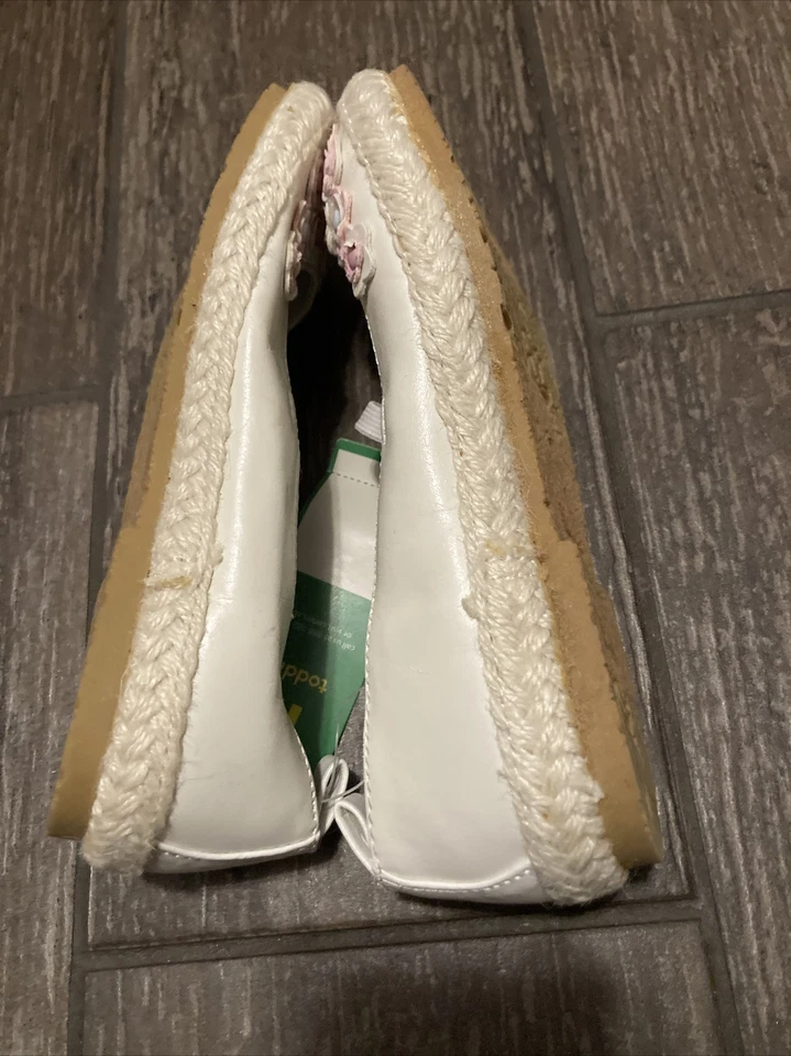 Sapatos infantis femininos vintage Carter’s 12 deslumbrantes branco rosa #2060 - Imagem 3 de 4