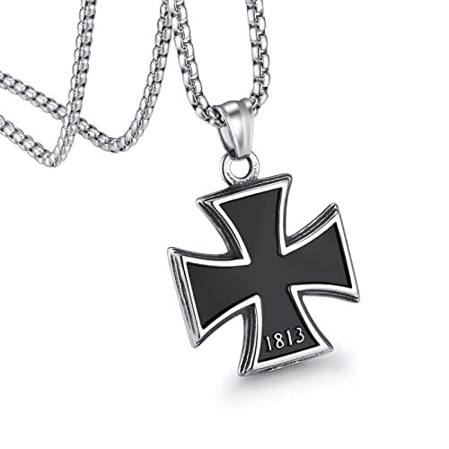 Collana Ciondolo Croce Ferro Cavalieri Templari Vintage Germen Acciaio Inox Regalo - Foto 22 di 31