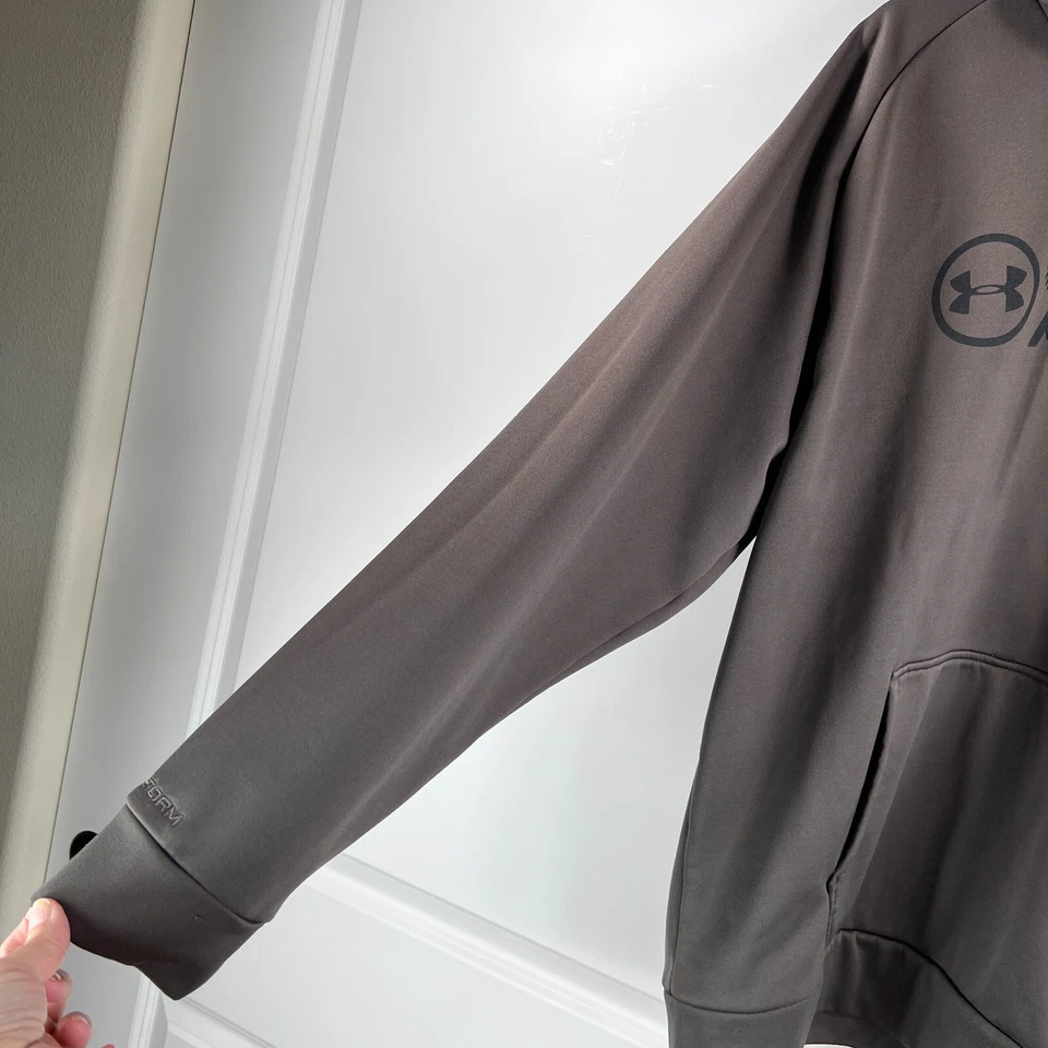 Under Armour Camo Storm Hoodie Mens L Hunting Cold Gear Loose Brown Realtree Max - Image 4 of 4