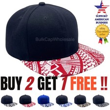 Hawaiian Kakau Snapback Hat Flat Bill Baseball Cap Adjustable Mens Polynesian