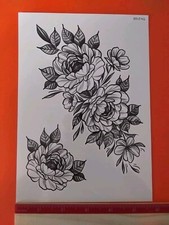 Large Temporary Tattoos. Floral. Black  White