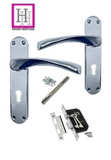 LOCK DOOR HANDLE MODERN INTERIOR POLISHED CHROME - ARCHED HANDLES + LOCK & KEYS