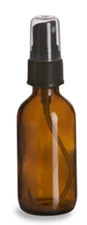 AMBER GLASS Bottles 2 oz (60 ml) with BLACK Fine Mist Sprayers (3-6-12-24 count)