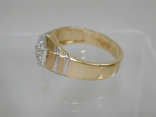 Unisex 10K Two Tone Gold .25 CT Natural 7 Diamond Cluster Ring Size 10.25 - Picture 8 of 12