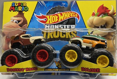 Hot Wheels Monster Trucks Donkey Kong vs. Bowser Demolition Doubles Mario