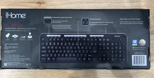 iHome Wired Full Size Multimedia Desktop Keyboard USB Connection with Mouse. - Picture 3 of 5