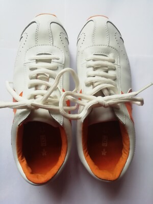 New TCM Tchibo White Orange Leather Womens Shoes Trainers UK EU
