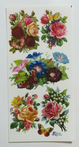 Violette Collection - BUTTERFLIES & ROSES - Sheet of Stickers #C54 - Picture 2 of 2