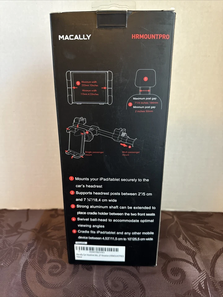 Macally Car Headrest Mount Holder for Apple iPad Pro/Air/Mini, Tablets, Nintendo - Image 3 of 4