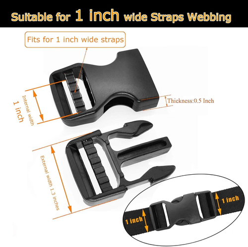 Plastic Buckle Clips for 1 Inch Straps 4 Pack 1" Quick Side Release Buckles for - Picture 8 of 12