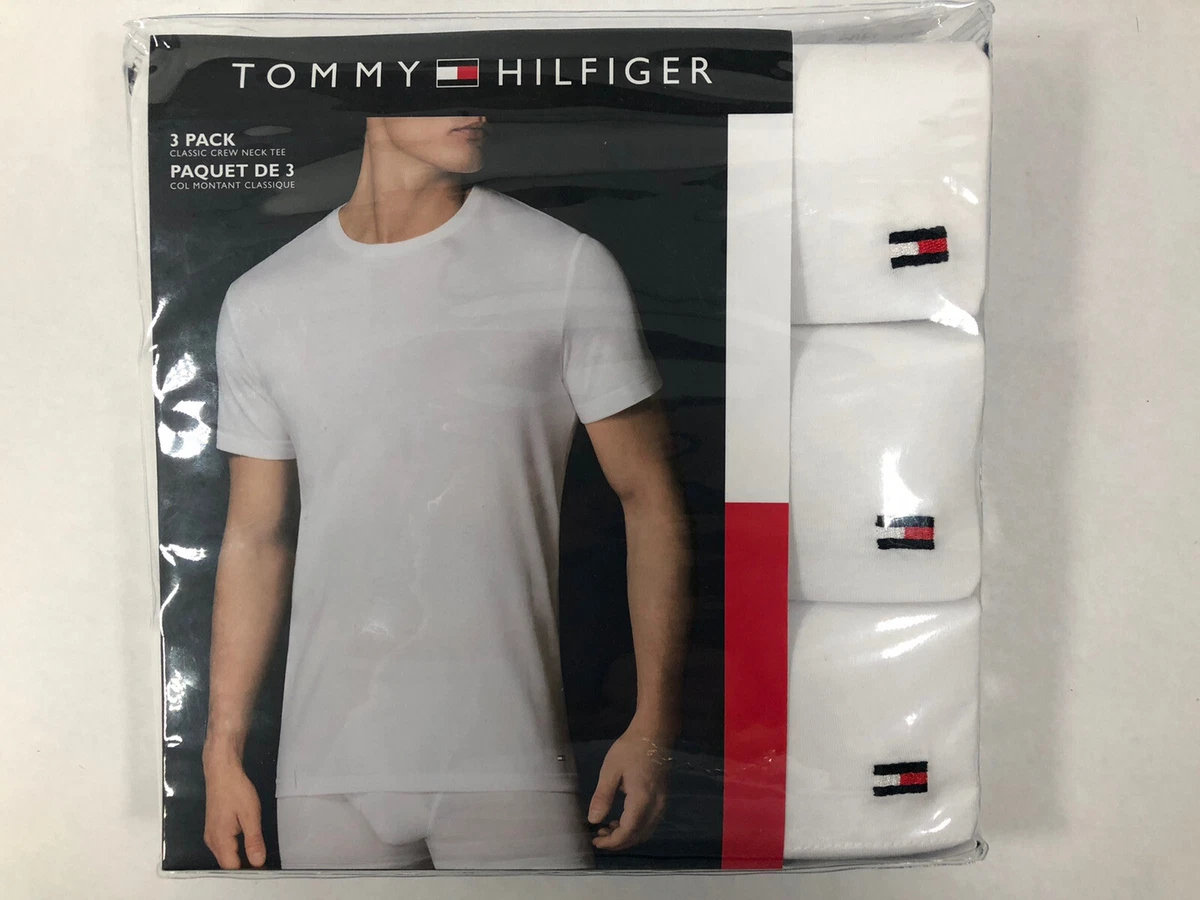 Tommy Hilfiger 3 White Classic Crew Neck T-shirts Tee NWT Medium | eBay