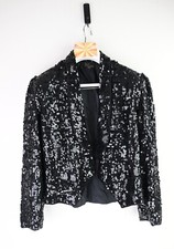 Vintage Iris fully sequinned evening jacket in black size L/UK12