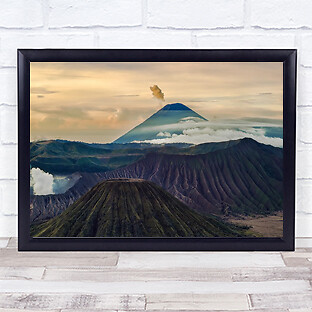 Sonnenaufgang Bromo Indonesien Reittier Nebel Vulkanausbruch Wandkunstdruck