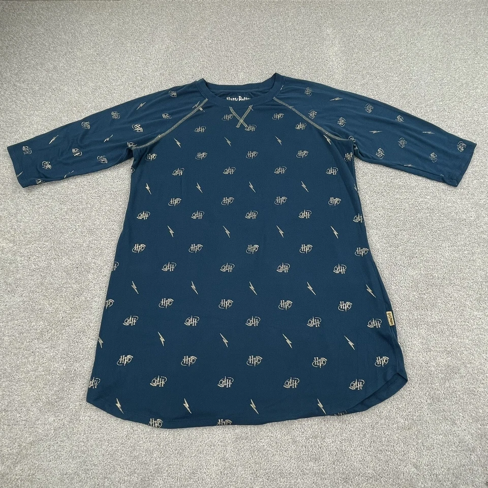 Camisa Harry Potter Ropa de Dormir Niñas Extra Grande 14-18 Azul Dorado Relámpago Larga Foto 2 de 4