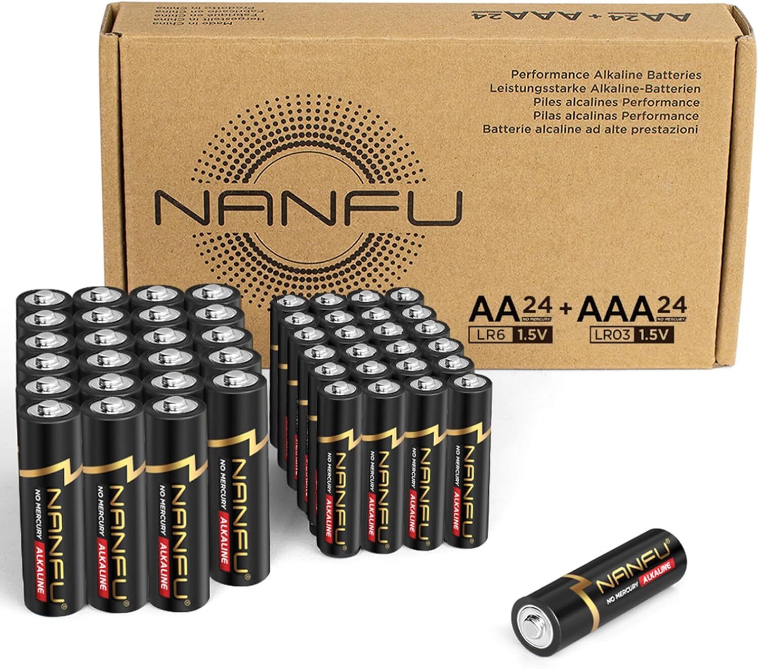 AA AAA Batteries 48 Combo Pack 24 Double AA Batteries 24 Triple AAA Batteries-image