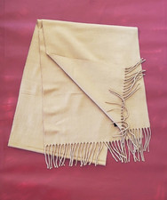 Stewart Of Scotland Flannel Long Scarf. Camel / One Size. 13.5" x 72"