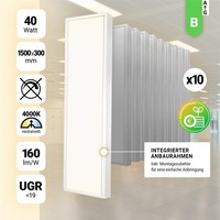 10X Led Anbauleuchte 150X30Cm Neutralweiß 4000K Led Rasterleuchte 40W UGR<19