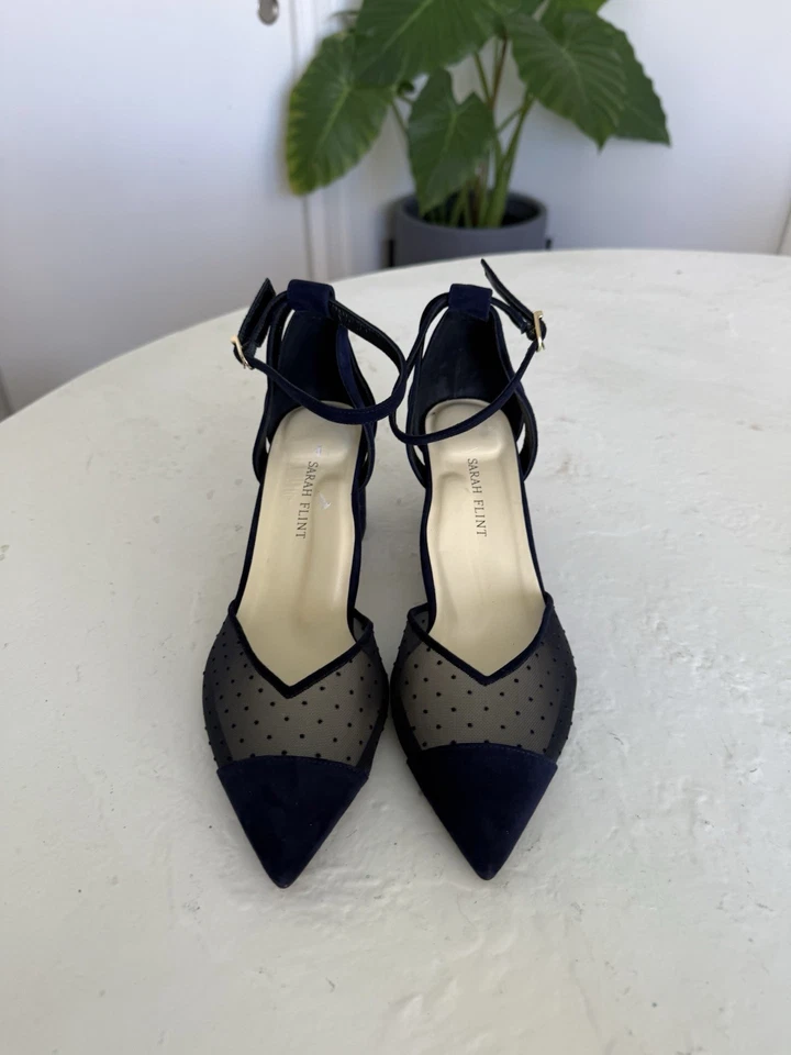 Sarah Flint Parker 50 azul marino talla 37,5 EE. UU. 7,5 NUEVO SIN ETIQUETAS Foto 3 de 4