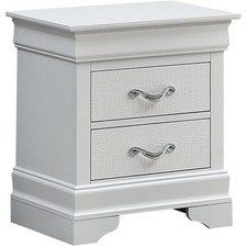 Table de chevet contemporaine Maklaine 2 tiroirs finition blanc nacré