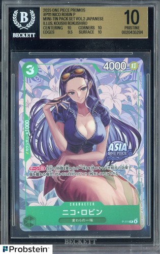 2025 One Piece Promos JPN P111 Nico Robin Rokushiro Tin Vol.2 BGS 10 PRISTINE