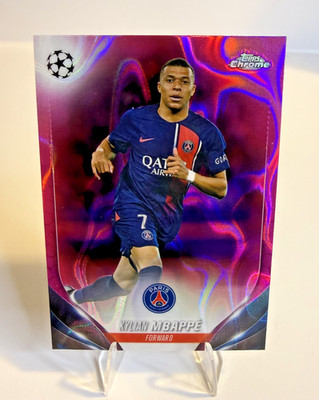 2023-24 Topps Chrome UEFA Kylian Mbappe Pink Lava Refractor #21 PSG Real Madrid