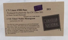 Black Cat 300-9 HO Scale CNR Tilted Wafer Monogram Wafer Decals (Pack of 4)