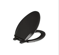 Cachet 18 3/4 Inch Ready Latch Quiet-Close Elongated Toilet Seat, Black