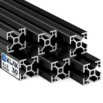 KLAK 30 - 6x Aluprofil 30x30mm 2m System-, Montageprofil Typ-I Nut 8 schwarz