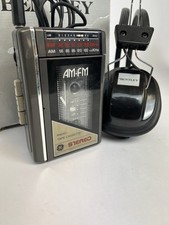Vtg General Electric AM  FM Radio Tape Cassette Stereo Player, Bentley Headphones