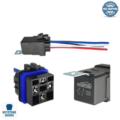 12V Waterproof Automotive Relay 40A/30A SPST with Heavy Duty Wires